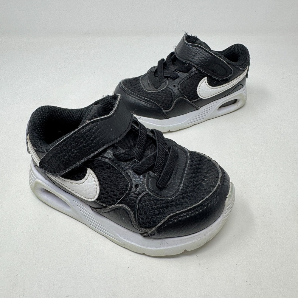 Nike Air Sneakers Black White Hook & Loop Mesh Low Top Toddler Size 6 C